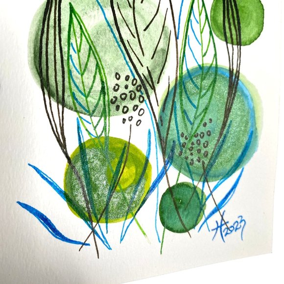 Garden Party Original Art Watercolor Painting Matted Frame Ready 8x10in - Picture 4 of 7